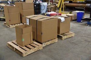 Boxed pallets in Sullivan Steel's shipping area