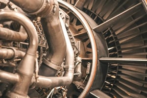 Inside view of an aircraft engine component